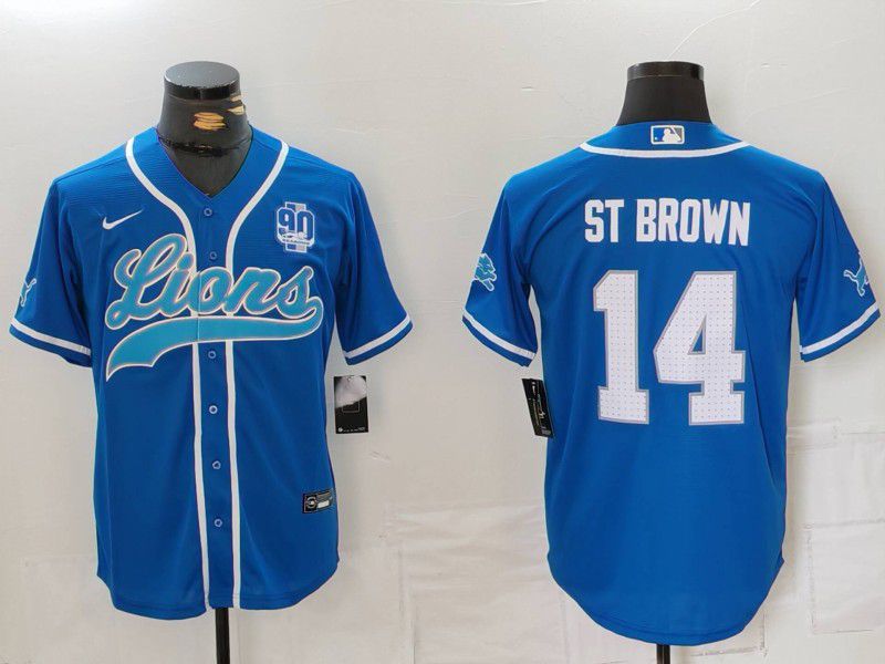 Men Detroit Lions 14 ST Brown Blue Second generation joint name 2024 Nike Limited NFL Jersey style 8153
